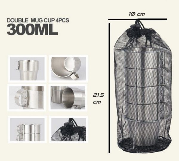 Ensemble de 4 MUGS en Inox 304 / 300ml – Image 4